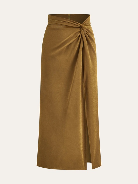 Commense Dresses & Skirts - 78 Twist Front Slit Midi Skirt